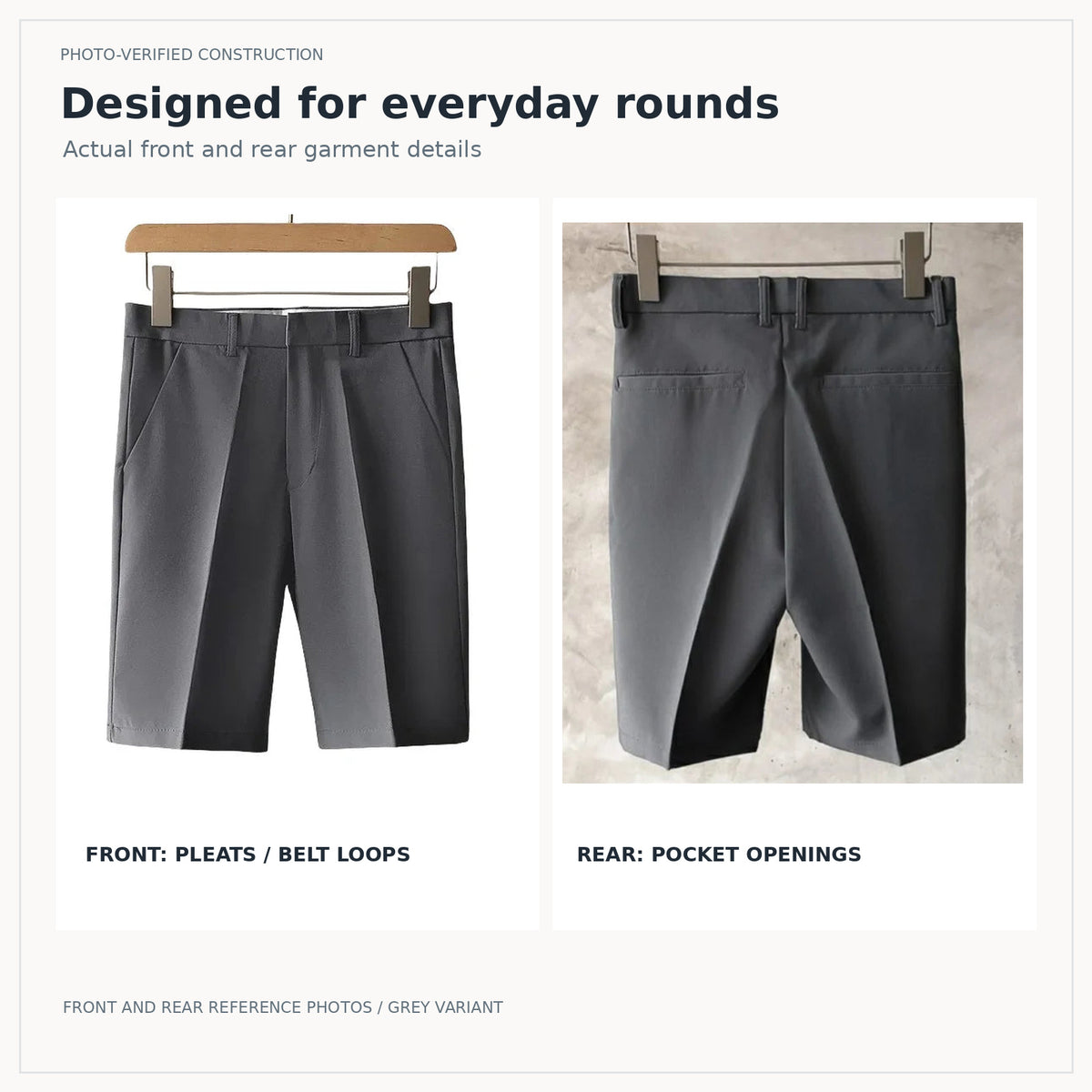 LetsBorn men's golf shorts — construction views