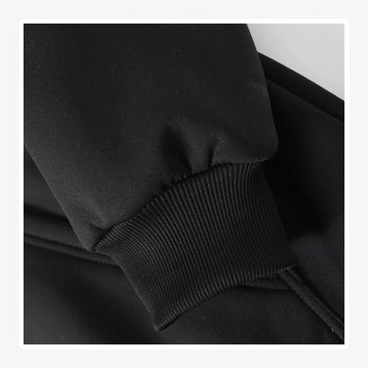 Black hoodie ribbed sleeve cuff detail