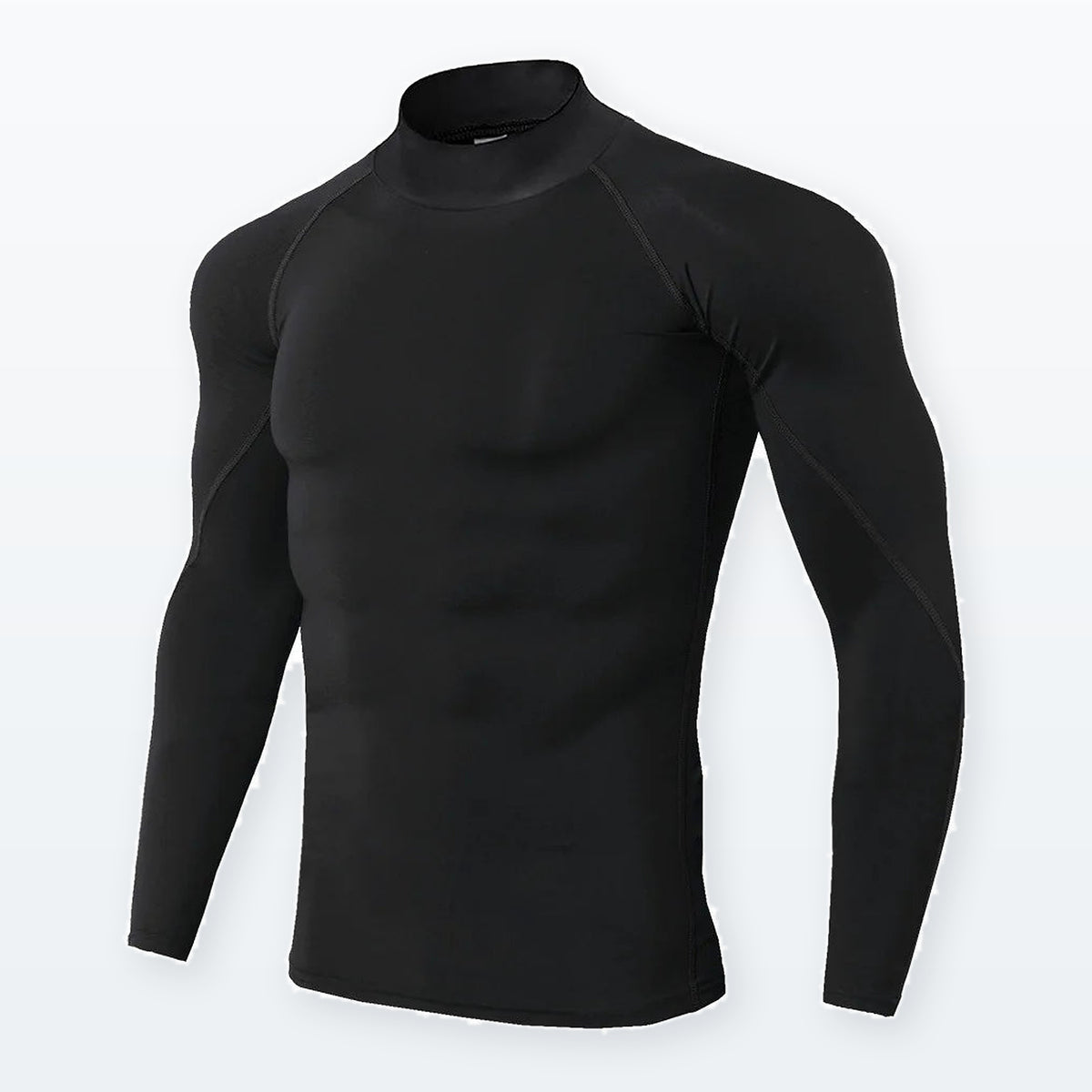 LetsBorn men's long-sleeve compression shirt — Black 01 — full-frame source-faithful three-quarter product view with original seam details.