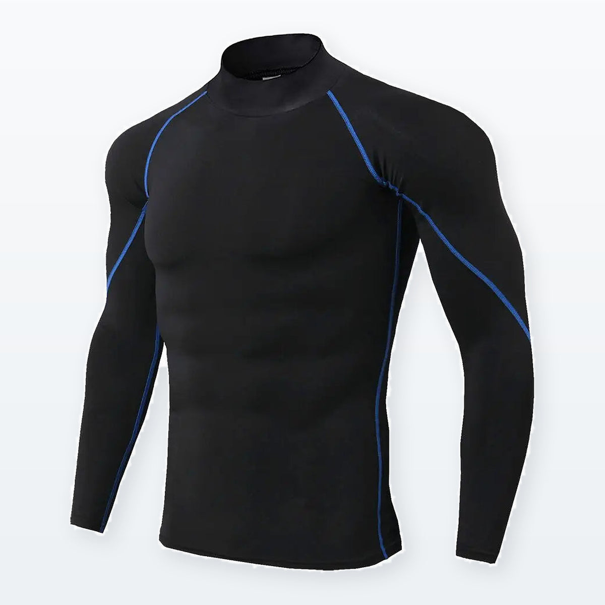 LetsBorn men's long-sleeve compression shirt — Black 05 — full-frame source-faithful three-quarter product view with original seam details.