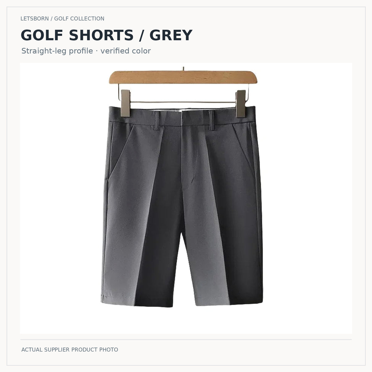 LetsBorn men's golf shorts — grey hero
