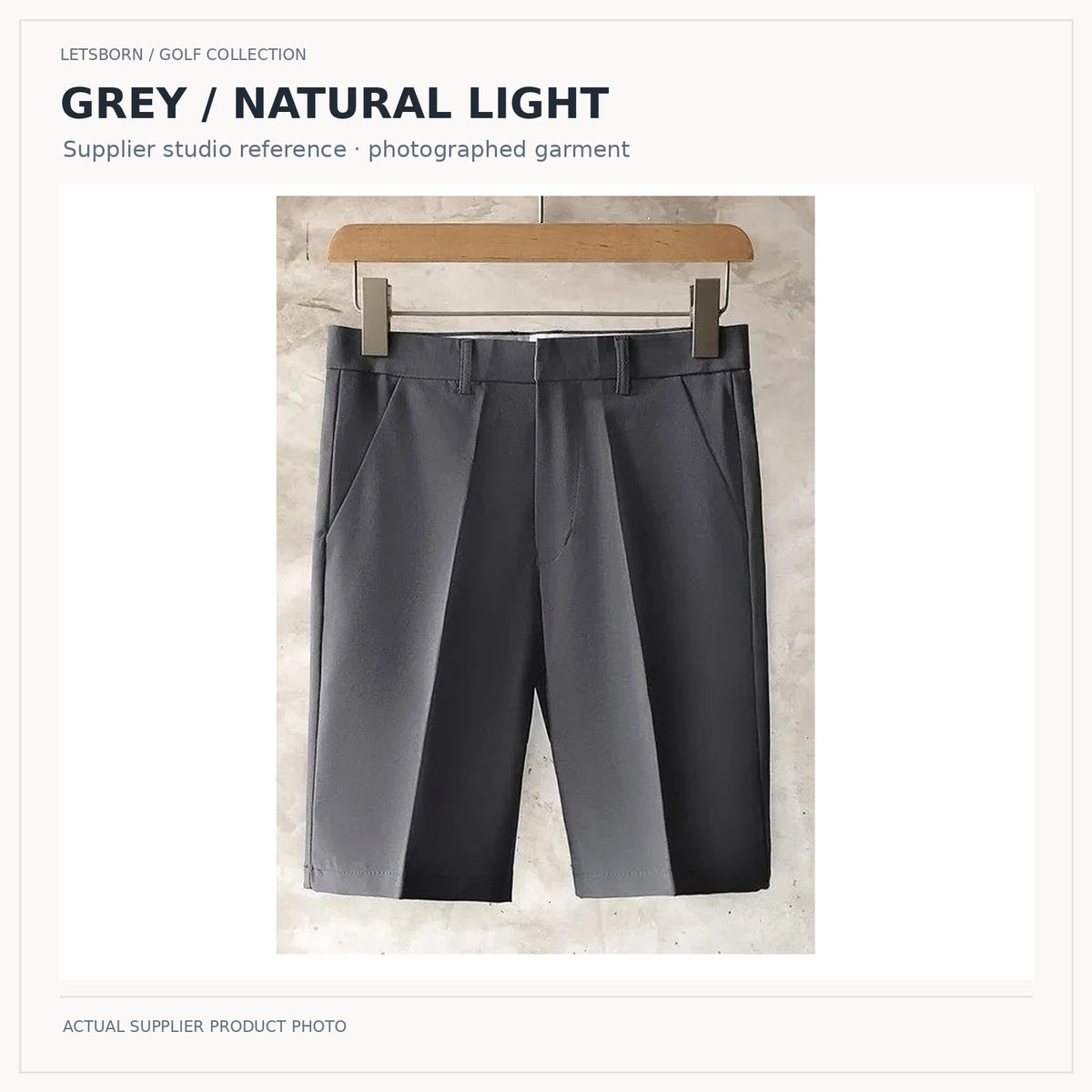 LetsBorn men's golf shorts — grey natural