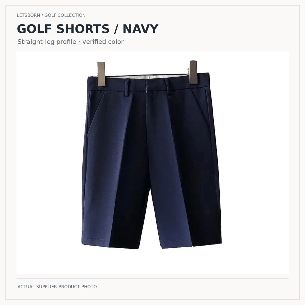 LetsBorn men's golf shorts — navy hero