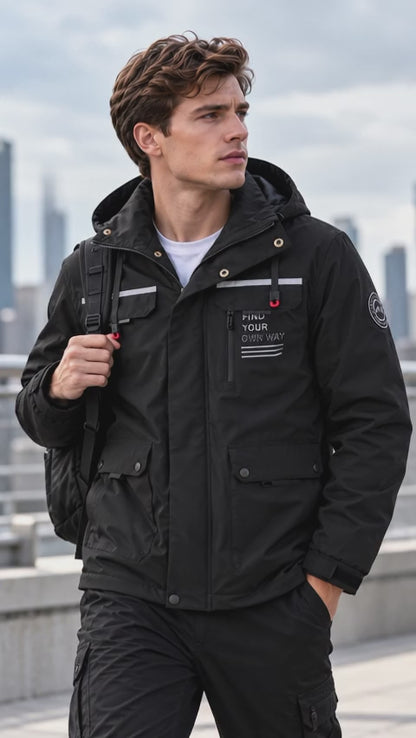 Men's Multi-Pocket Hooded Windproof Jacket